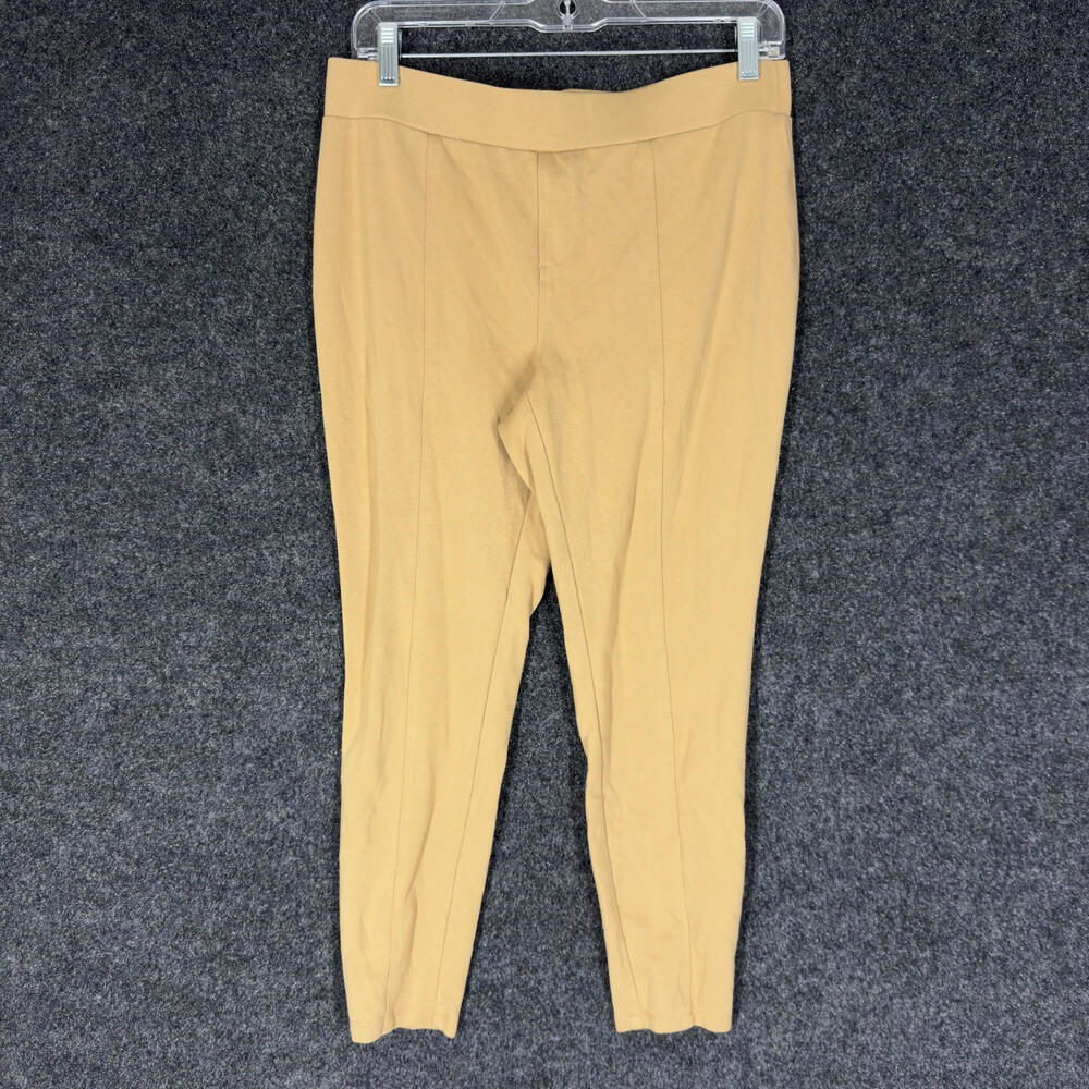 Style & Co Pants Women PL Petite Beige Mid Rise Flat Front Chino Pull On Rayon